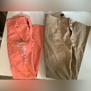 Franka Levanta Cola Stylish Color Jeans Size 9 Women's Jeans in Coral and Tan